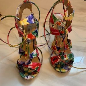Multi color lace up heels